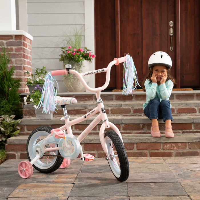 John Deere 12 Inch Child’s Bicycle with Removable Training Wheels – Clouds – Kids Bike for Ages 3 and Up