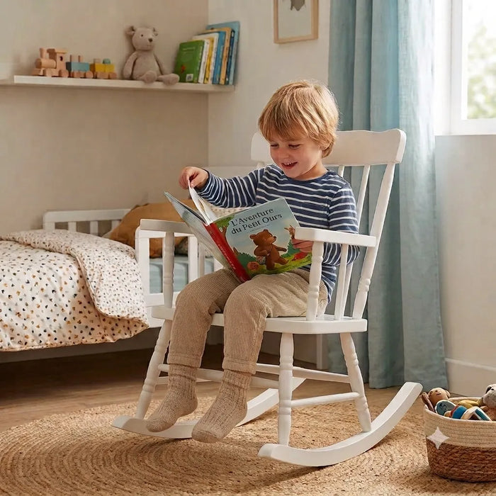 Junior Solid Maple Wood Rocking Chair – Classic Hardwood Child’s Nursery Rocker (Made in Canada) | Goldtex