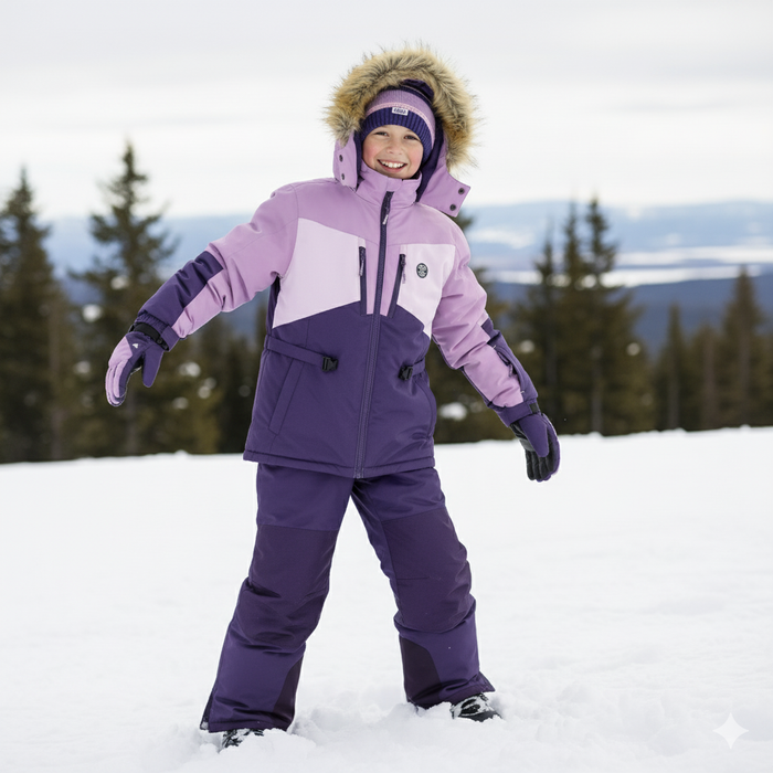 Blizz Girls’ 2-Piece Snowsuit Set with Accessories – Mauve/Purple – Size 8-16