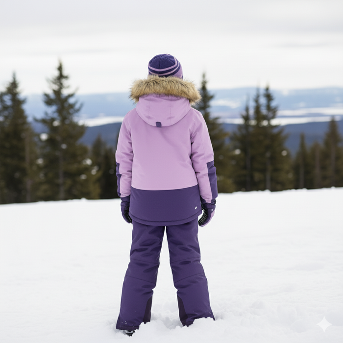 Blizz Girls’ 2-Piece Snowsuit Set with Accessories – Mauve/Purple – Size 8-16