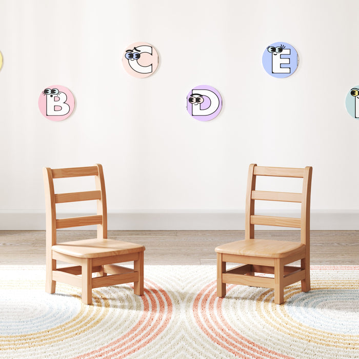 Foundations Little Scholars Solid Wood Kids School Chairs – 2-Pack (8”–16” Seat Heights)