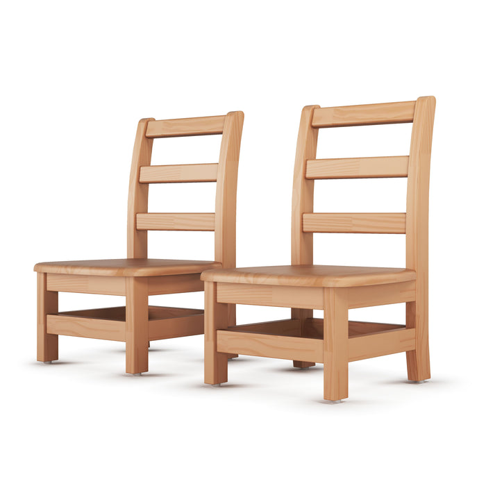 Foundations Little Scholars Solid Wood Kids School Chairs – 2-Pack (8”–16” Seat Heights)