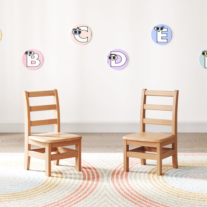 Foundations Little Scholars Solid Wood Kids School Chairs – 2-Pack (8”–16” Seat Heights)