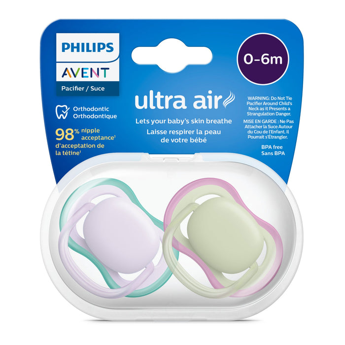 Sucettes Avent Ultra Air Vert/Lilas - Lot de 2