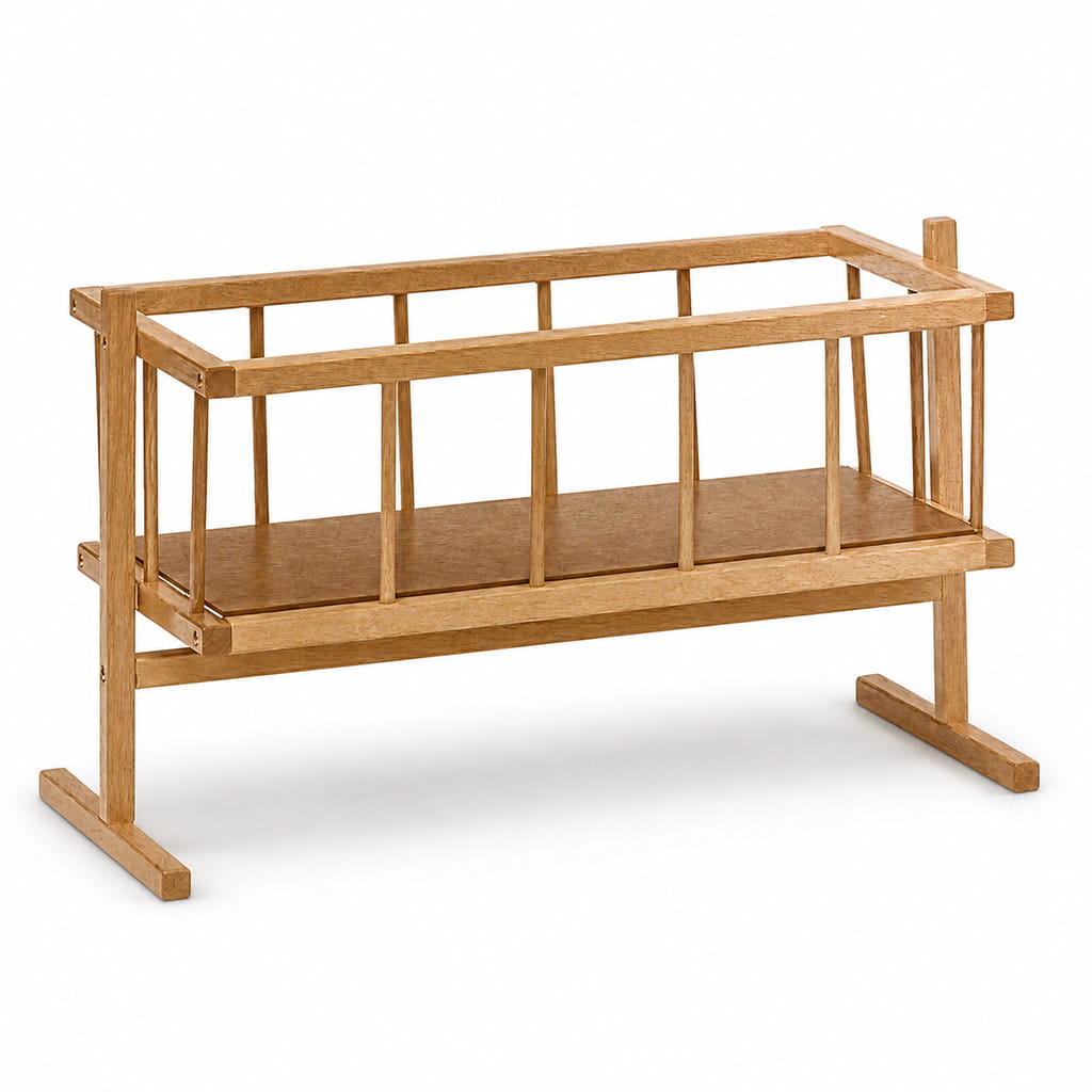 Solid Wood Dolls Cradle on white background - Goldtex