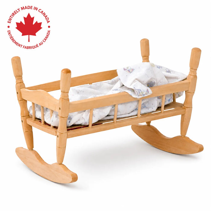 Solid maple wooden doll cradle - made in Canada