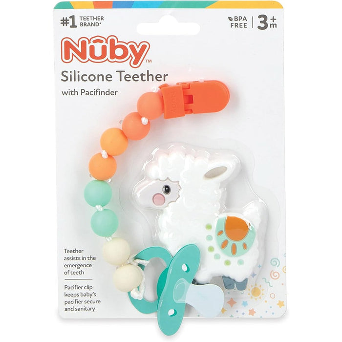 Nuby All Silicone Teether with Silicone Pacifinder with Clip