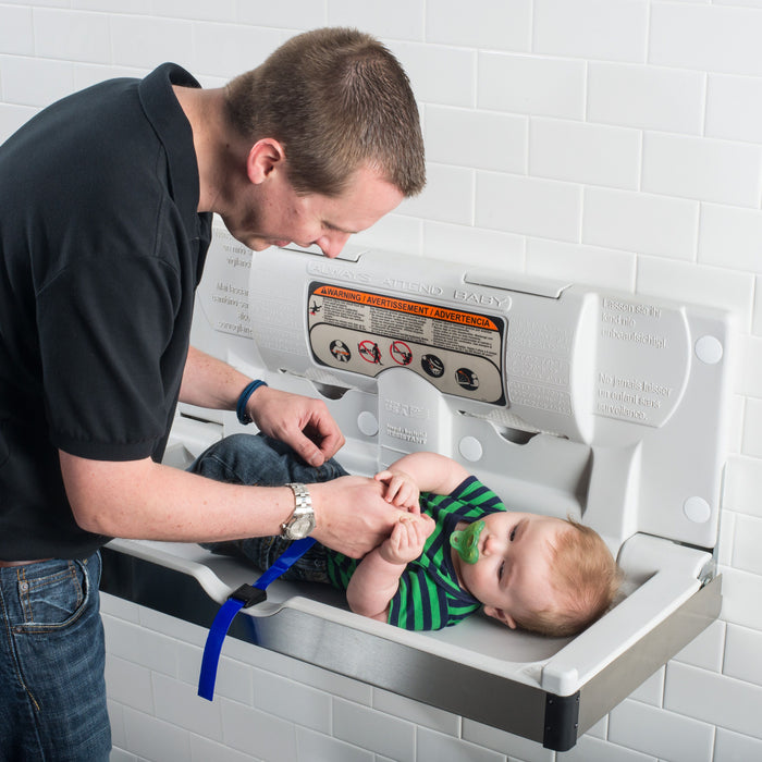 Goldtex Stainless Steel Frameless Horizontal Baby Changing Station, Surface Mount