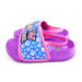 Paw Patrol girls' purple and pink sandals with cartoon paw prints, shown side by side on white background.