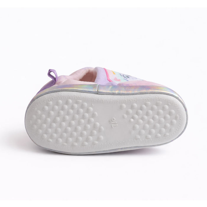 Girls Paw Patrol slippers showing the non-slip rubber sole in a studio setting.