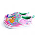 Paw Patrol girls' slip-on canvas shoes in pink with cartoon dog characters, shown on white background.