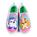Girls' slip-on canvas shoes featuring Paw Patrol cartoon characters on a colorful background.