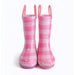 Peppa Pig pink plaid rain boots for kids shown upright on a plain white background.
