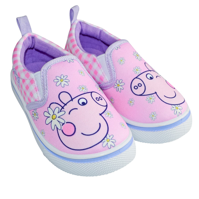 Peppa Pig Girls' Slip-On Canvas Shoes – Pink Gingham – Toddler Sizes 5 to 10