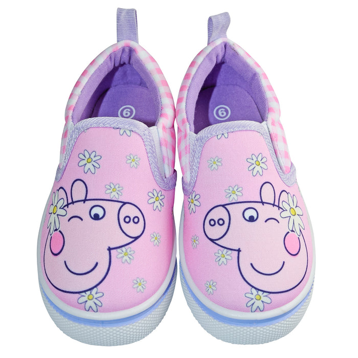 Peppa Pig Girls' Slip-On Canvas Shoes – Pink Gingham – Toddler Sizes 5 to 10