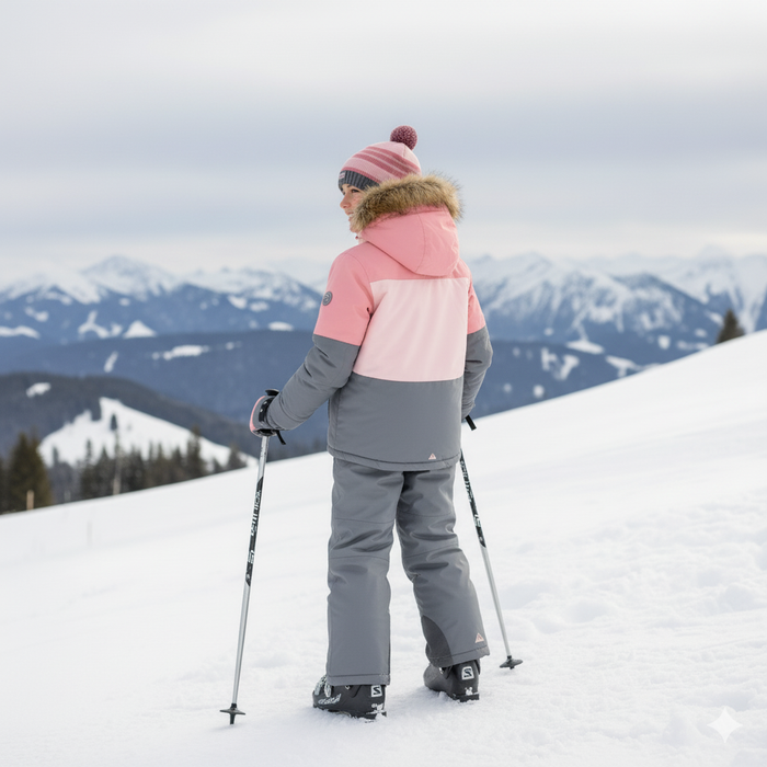 Ensemble d’Hiver 2 Pièces pour Fille Blizz – Rose et Gris – Taille 8 à 16