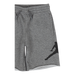 Grey athletic shorts with drawstring waist and silhouette print, shown flat against a black background.