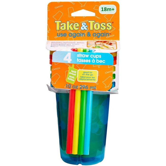 The First Years Take & Toss Spill Proof Straw Cups, 10 Oz – 4 Pack