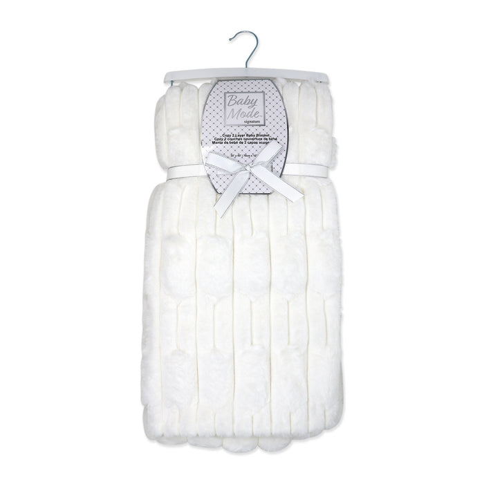 Rose Textiles Rabbit Fleece Blanket with PV Backing: White