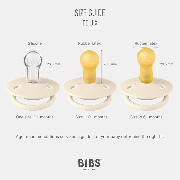 Sucettes De Lux en caoutchouc naturel de Bibs - pqt de 2