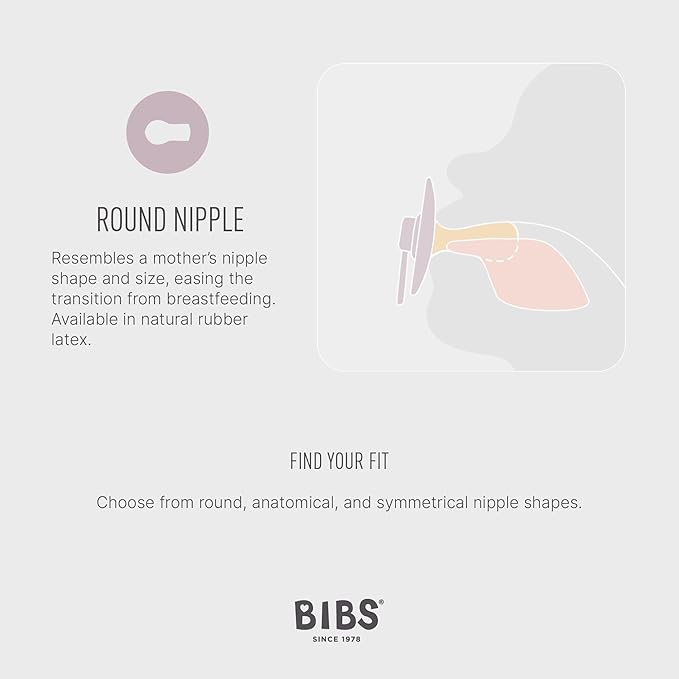 Bibs Original Colour Natural Rubber Pacifiers (1 colour) - 2 Pack