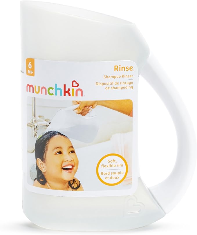 Munchkin shampoo rinser with soft flexible rim for baby bath care, white, 6 months and up