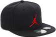 Black baseball cap with red Jumpman logo on the front, shown on a white background.
