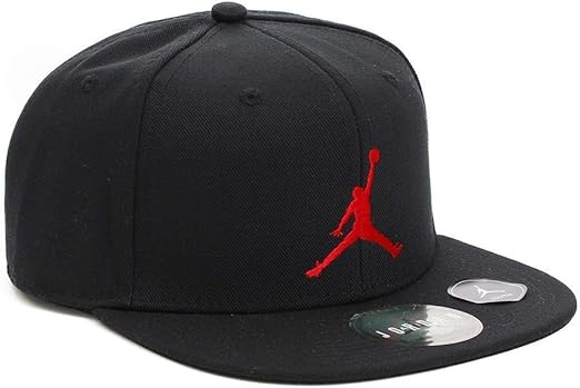 Black baseball cap with red Jumpman logo on the front, shown on a white background.