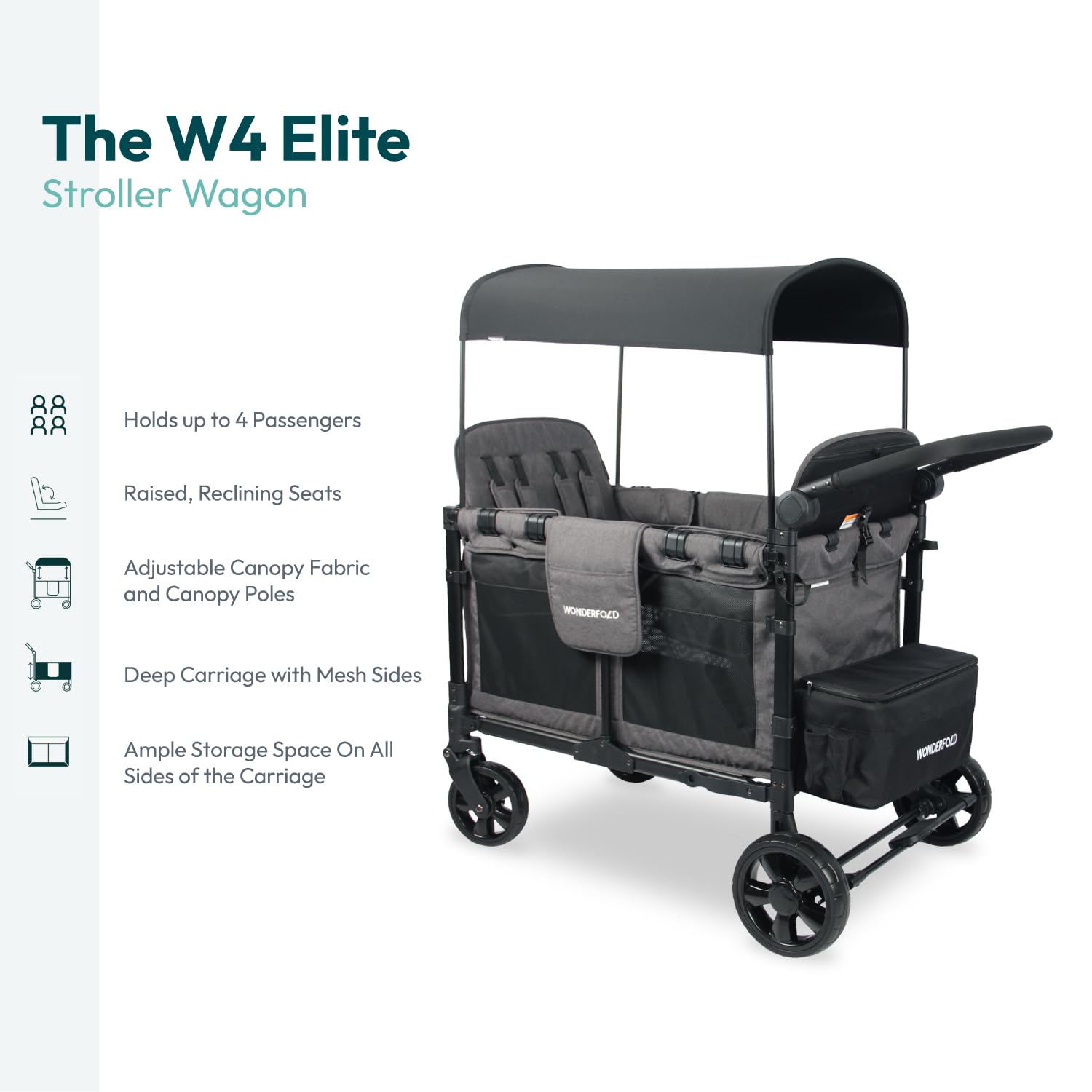 Wonderfold W4 ELITE Push Quad Stroller Wagon