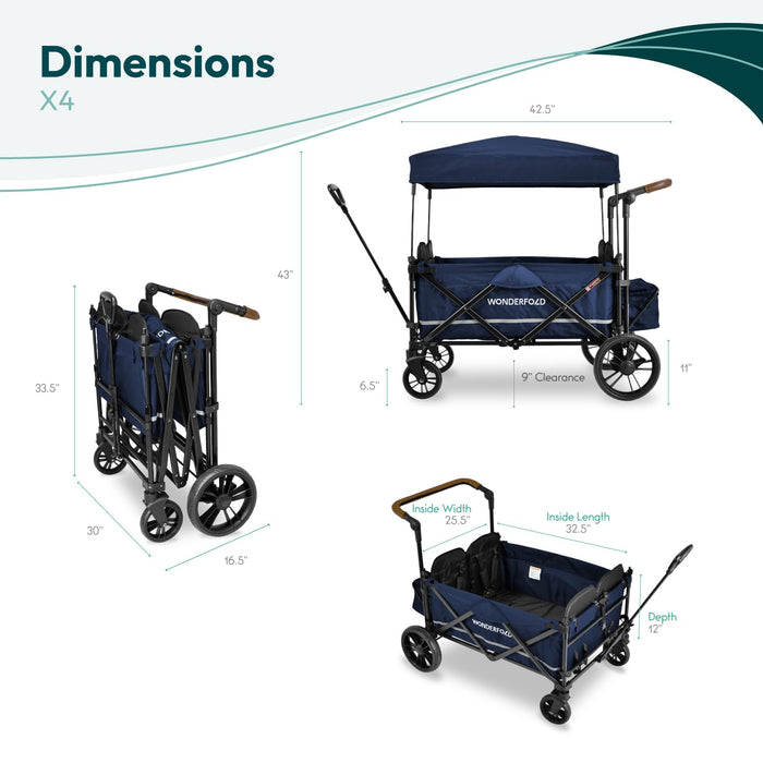 Wonderfold X4 - Push & Pull Quad Stroller Wagon