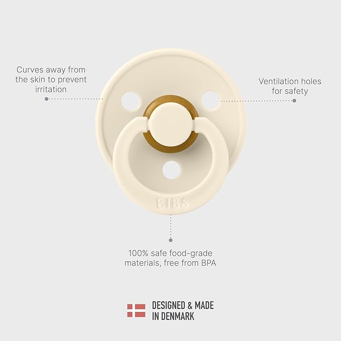 Bibs Original Colour Natural Rubber Pacifiers (1 colour) - 2 Pack