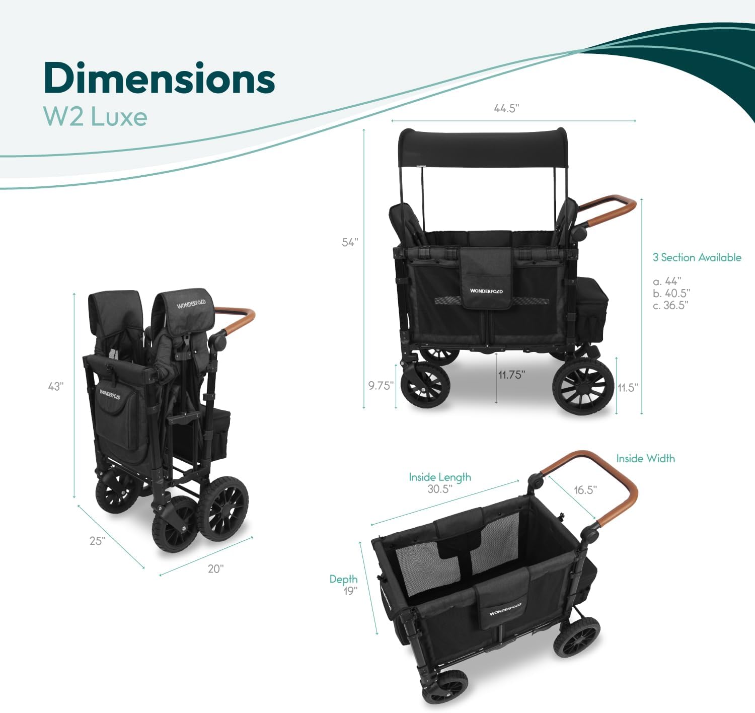 Wonderfold W2 LUXE Premium Push Double Stroller