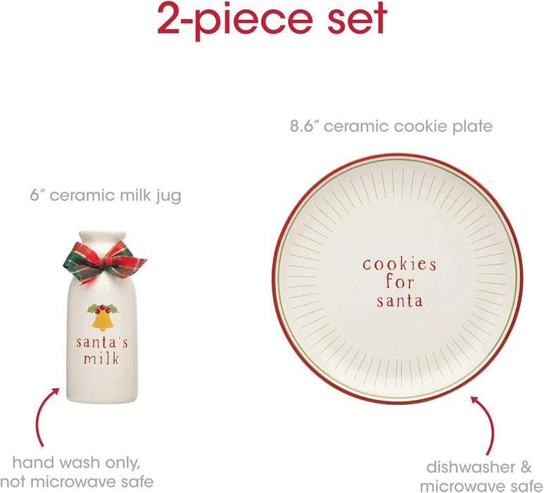 Pearhead Santa Cookies Plate & Milk Jug Set