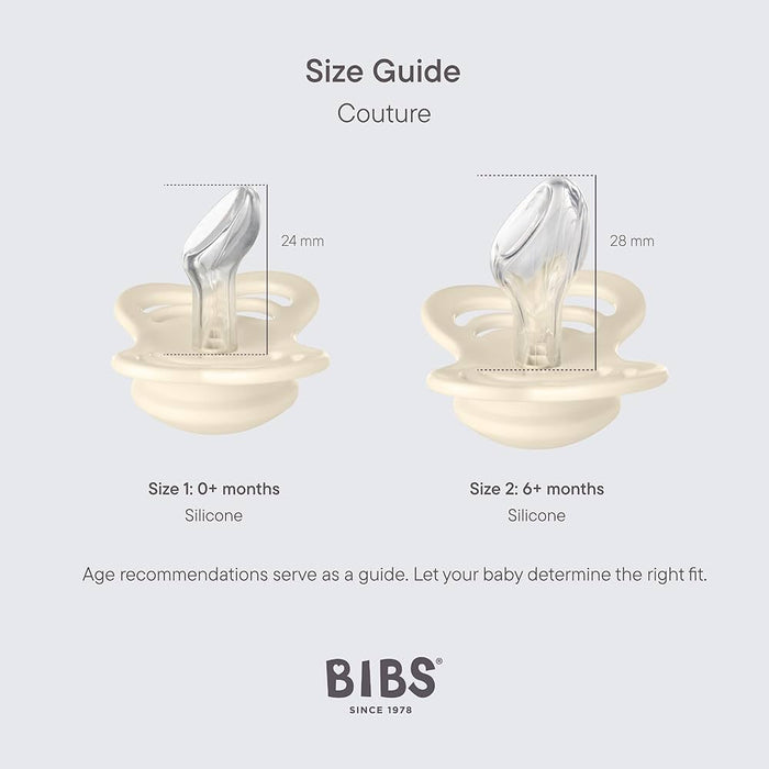 Bibs Couture Collection SILICONE Anatomical Nipple Pacifiers - 2 Pack