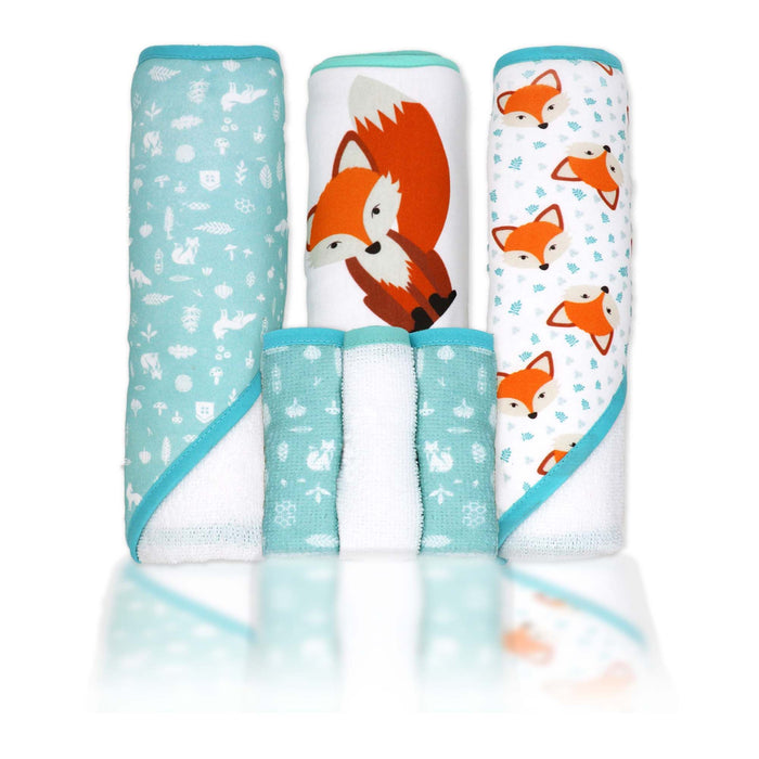 Rose Textiles 6pc Bath Set - 3 Hooded Towels w/ 3 Washcloths