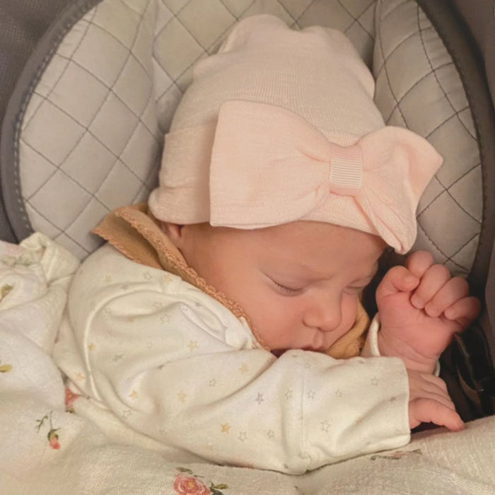 Kids Central Newborn Hat - Bow - White