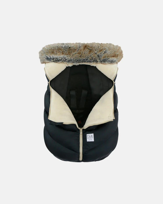 7 A.M.® - 7 A.M Car Seat Cocoon-Tundra - Black Faux Fur