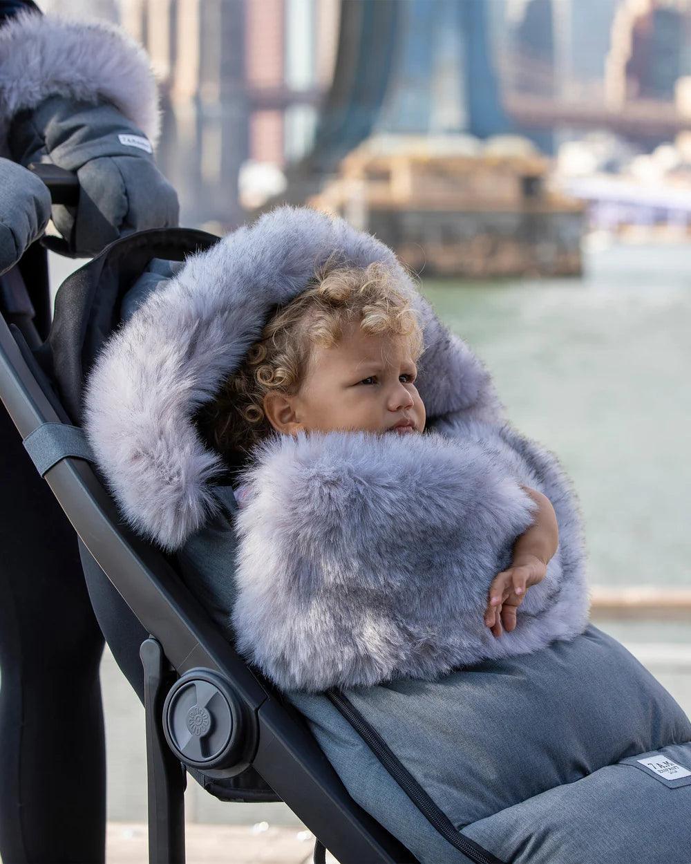 7 A.M.® - 7 A.M. Car Seat Cover & Stroller Footmuff Tundra Plush & Faux Fur- Heather Dark Grey
