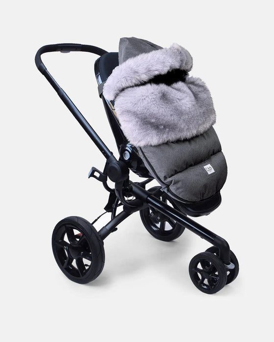 7 A.M.® - 7 A.M. Car Seat Cover & Stroller Footmuff Tundra Plush & Faux Fur- Heather Dark Grey