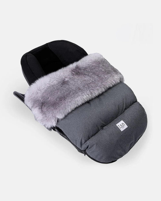 7 A.M.® - 7 A.M. Car Seat Cover & Stroller Footmuff Tundra Plush & Faux Fur- Heather Dark Grey