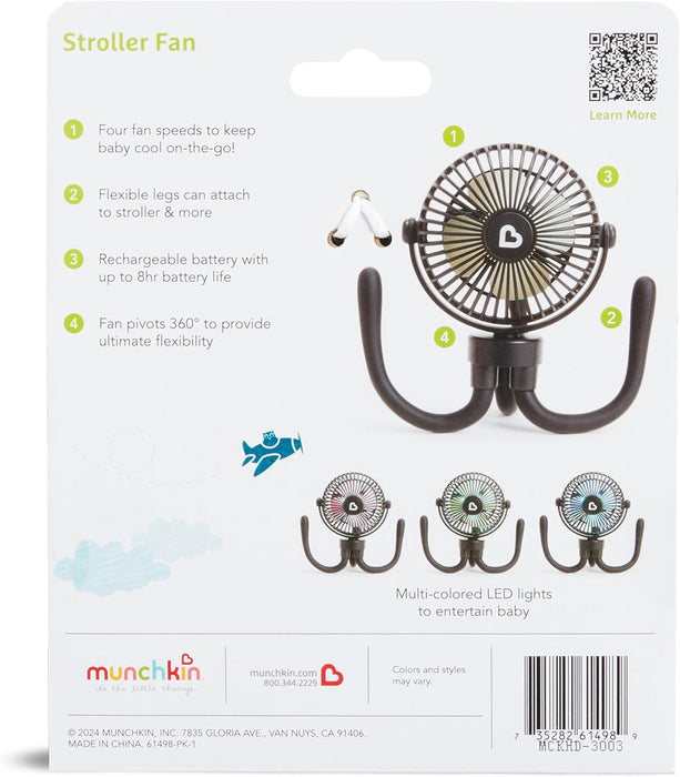 Ventilateur de poussette portable Munchkin avec batterie rechargeable et lumières LED