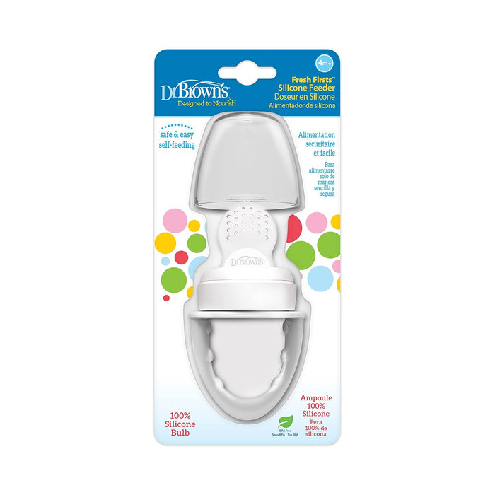 Mangeoir en silicone Dr. Brown's Fresh Baby's Firsts Feeder - Gris