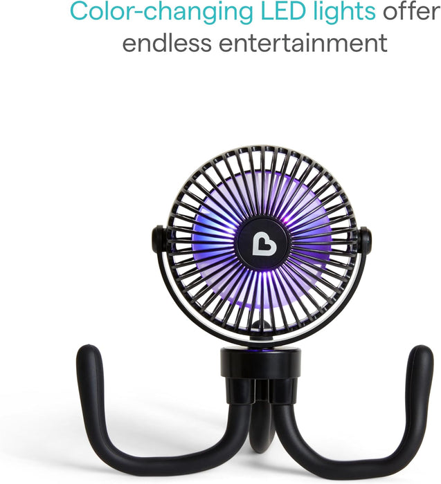 Ventilateur de poussette portable Munchkin avec batterie rechargeable et lumières LED