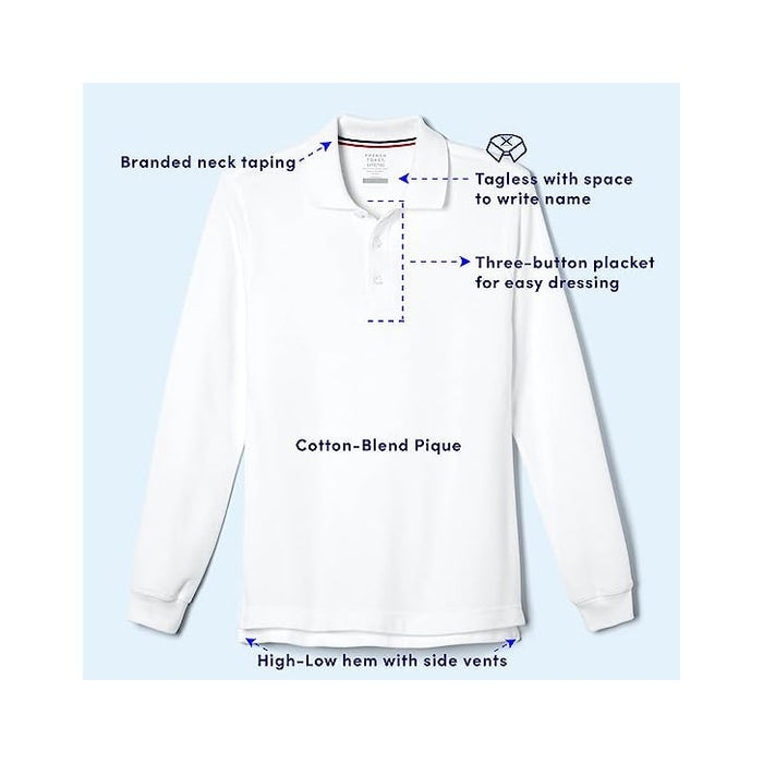 French Toast Unisex School Uniform Long Sleeve Pique Polo - SA9085