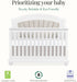 White wooden baby crib with cushioned headboard, eco-friendly, GREENGUARD and JPMA certified