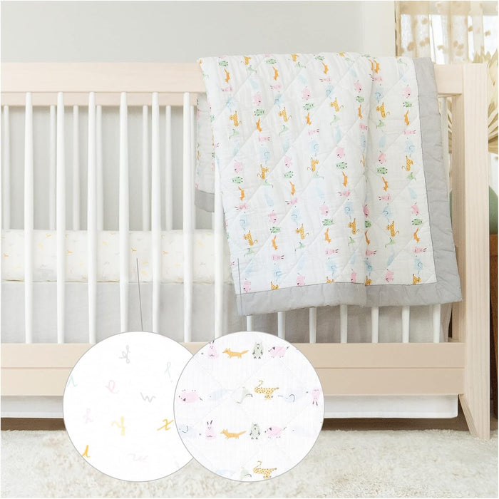 Aden & Anais Essentials 3-Piece Crib Bedding Set, Baby Bedding Bundle, Cotton Blanket, Crib Sheet