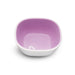Munchkin lavender baby bowl with white exterior shown on a plain white background.