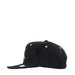 Kids black snapback cap with white accents displayed on a plain white background.