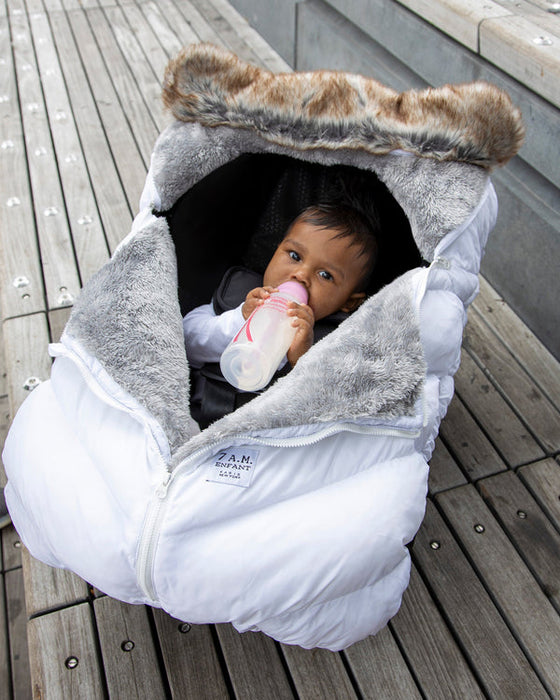 7 A.M Car Seat Cocoon-Tundra - Black Faux Fur