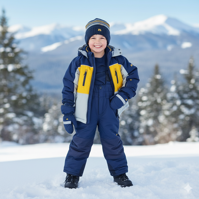 Ensemble de neige pour garçon Blizz et accessoires – Orange/Marine | Tailles 4 à 16